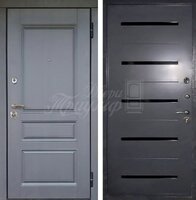 Металлическая дверь МДФ + МДФ со стеклом №484 RAL 7024