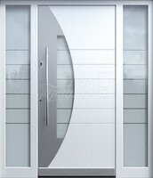 Металлическая дверь Одностворчатая дверь МДФ со стеклом №59 в загородный дом
