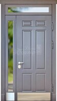 Металлическая дверь Уличная дверь МДФ + Стекло №63 RAL 7016 с фрамугой
